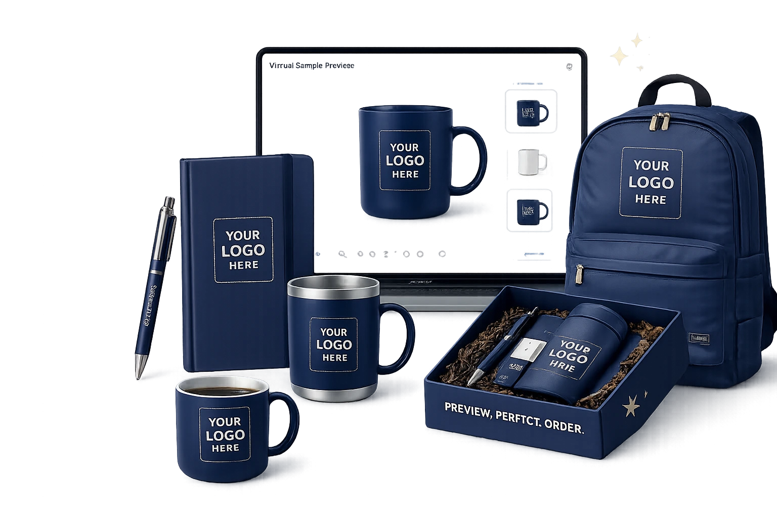 Custom promotional products with virtual logo previews